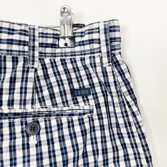 Izod Men’s‎ Cotton White & Blue Plaid Shorts 4 Pockets Size 34 - Picture 4 of 6